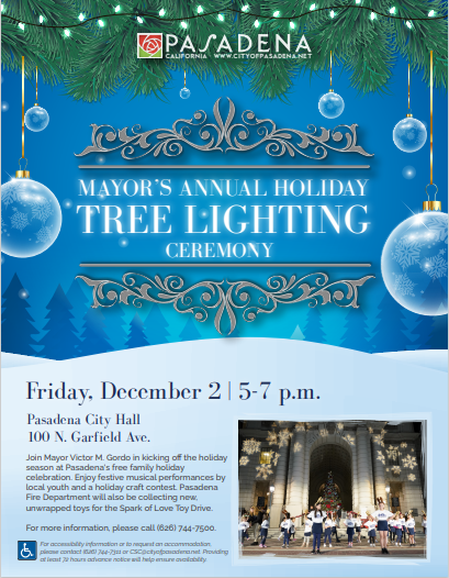 Pasadena Mayor's Annual Holiday Tree Lighting Ceremony