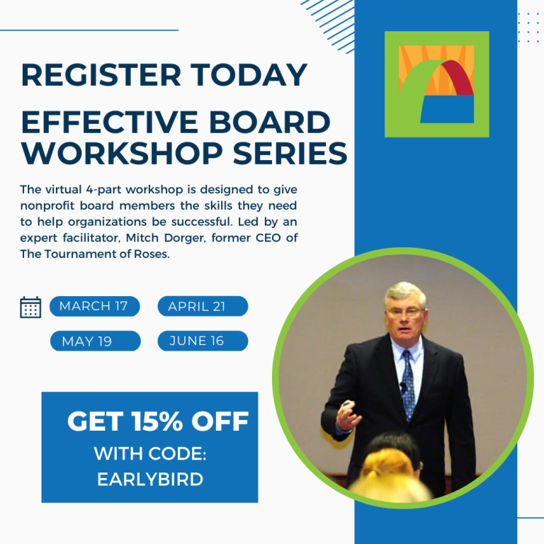 Register today to he Effective Board Workshop Series