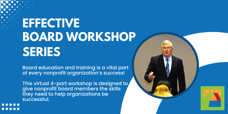 Effective Board Workshop Series description with photo of trainer Mitch Dorger.